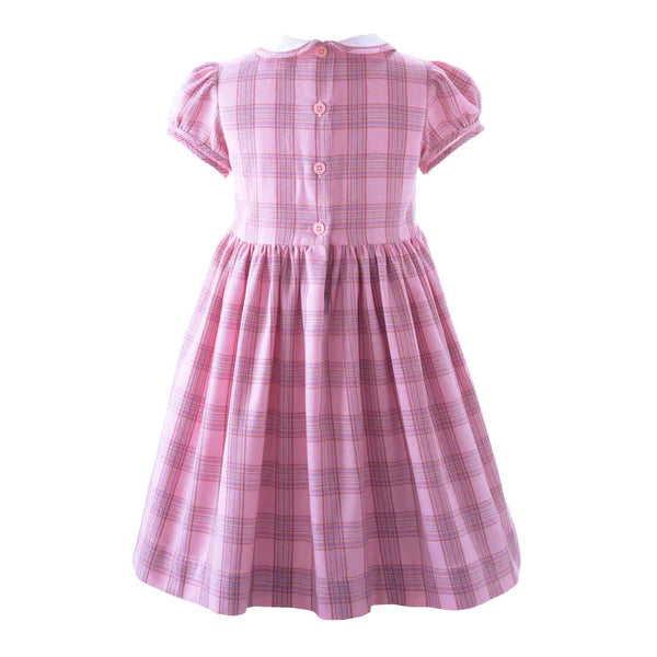 Rachel Riley Floral Smocked Tartan Dress _Pink 48GDR126PK43