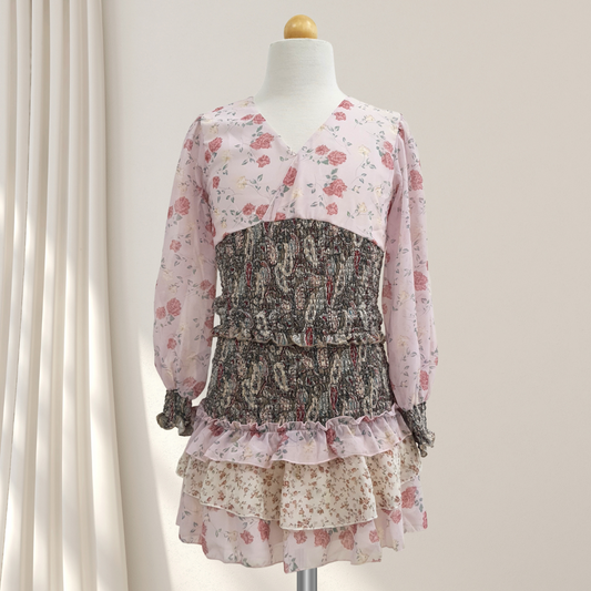 Flowers By Zoe Smocked Ruffle Top _Pink UCS77-C-T26R22