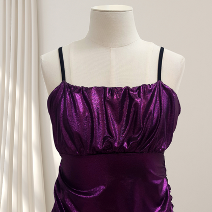 Cheryl Kids Empire Waist Rouched Dress _Metallic Purple 3770-003