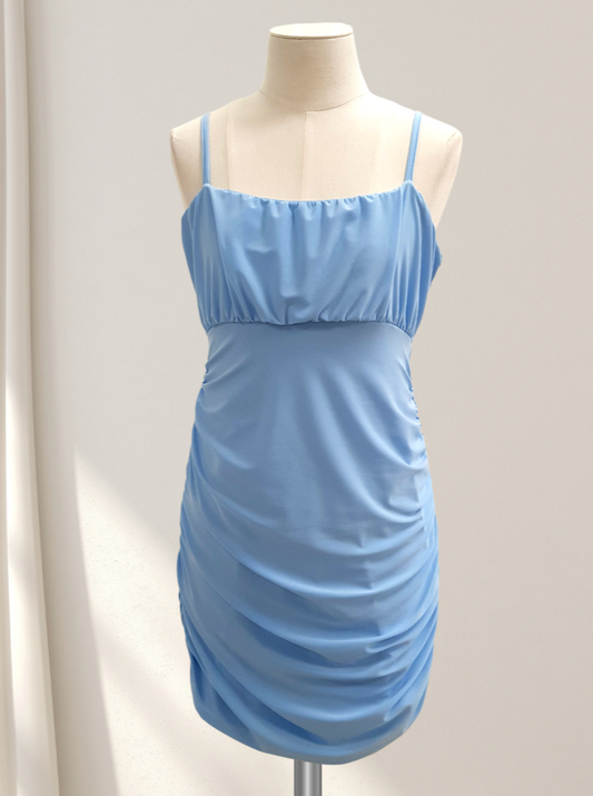 Cheryl Kids Empire Waist Rouched Dress _Light Blue 3770-004