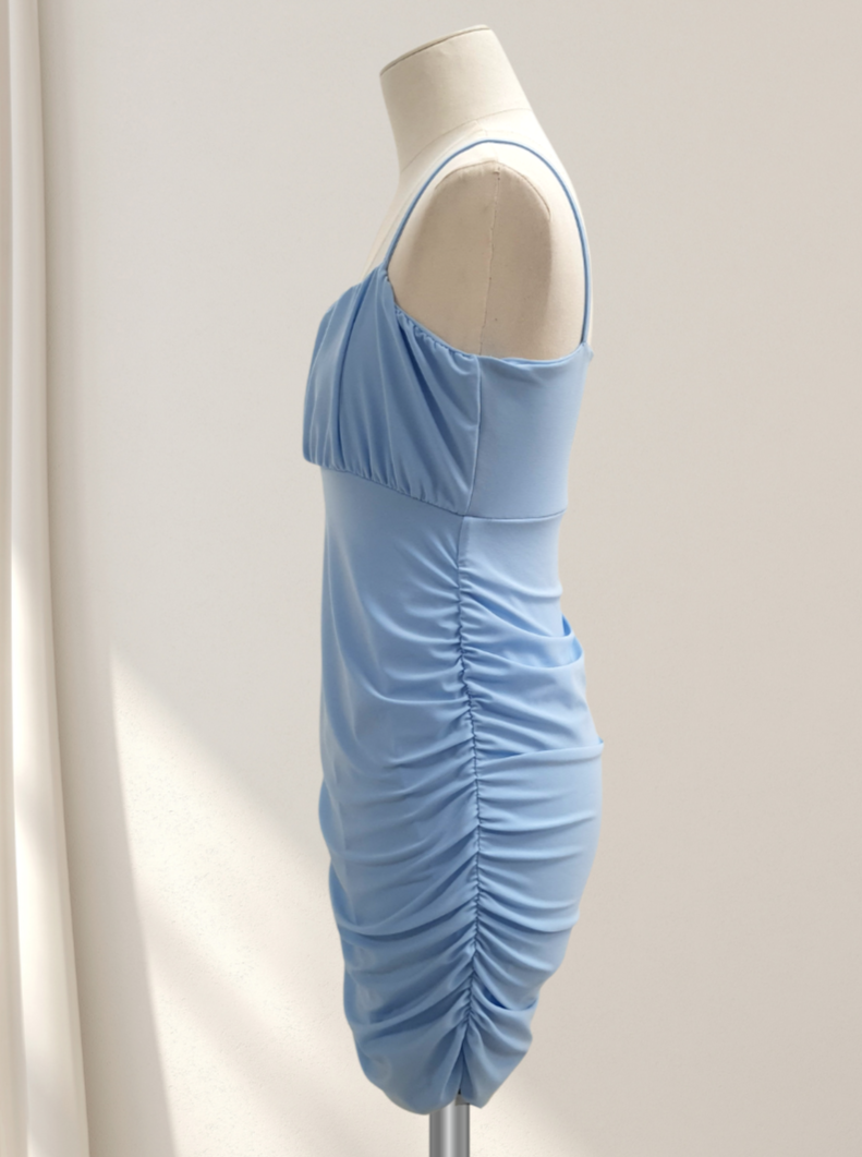 Cheryl Kids Empire Waist Rouched Dress _Light Blue 3770-004