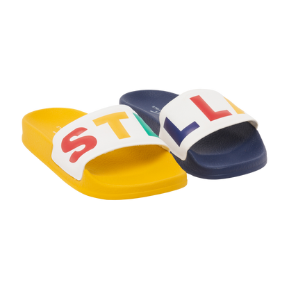 Stella McCartney Alter Nappa Sliders w/Logo_ Yellow Navy 8Q0MG6