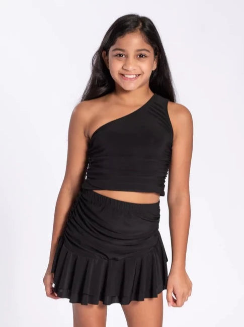 Cheryl Kids Ruffle Rouched Skirt _Black 3735-002