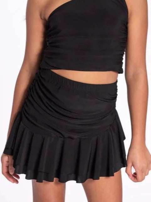Cheryl Kids Ruffle Rouched Skirt _Black 3735-002