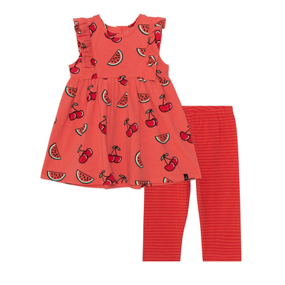 Deux Par Deux Sleeveless Tunic Dress & Capri Set _Red E30F10-046B