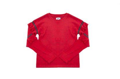 MIA Sweater w/Sleeve Ruffles _Red F22-100