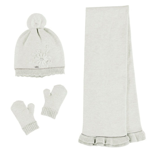 Mayoral Baby Hat, Mittens & Scarf Set _Natural 10280-064