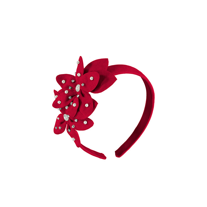 Mayoral Suede Flower Headband _Red 103582-83