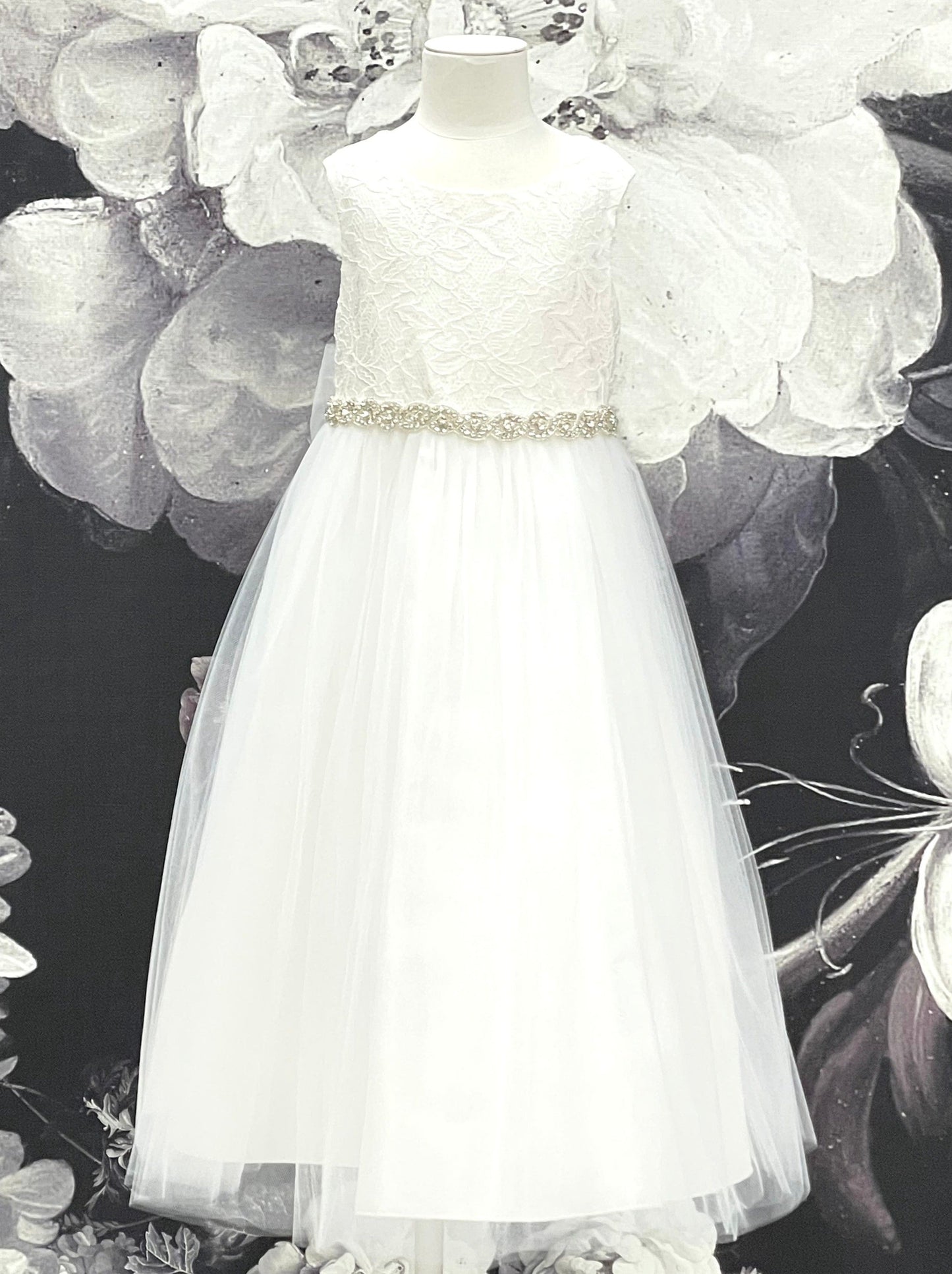 JL Sleeveless Tulle Lace Dress _White KD524A