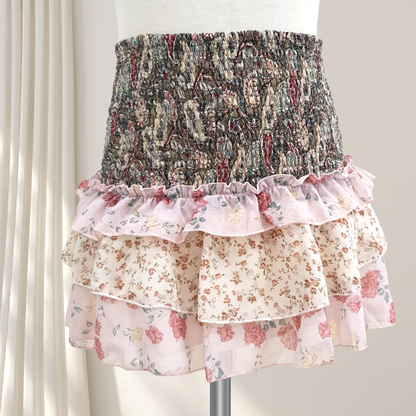Flowers By Zoe Smocked Ruffle Skirt _Pink UCSK115C