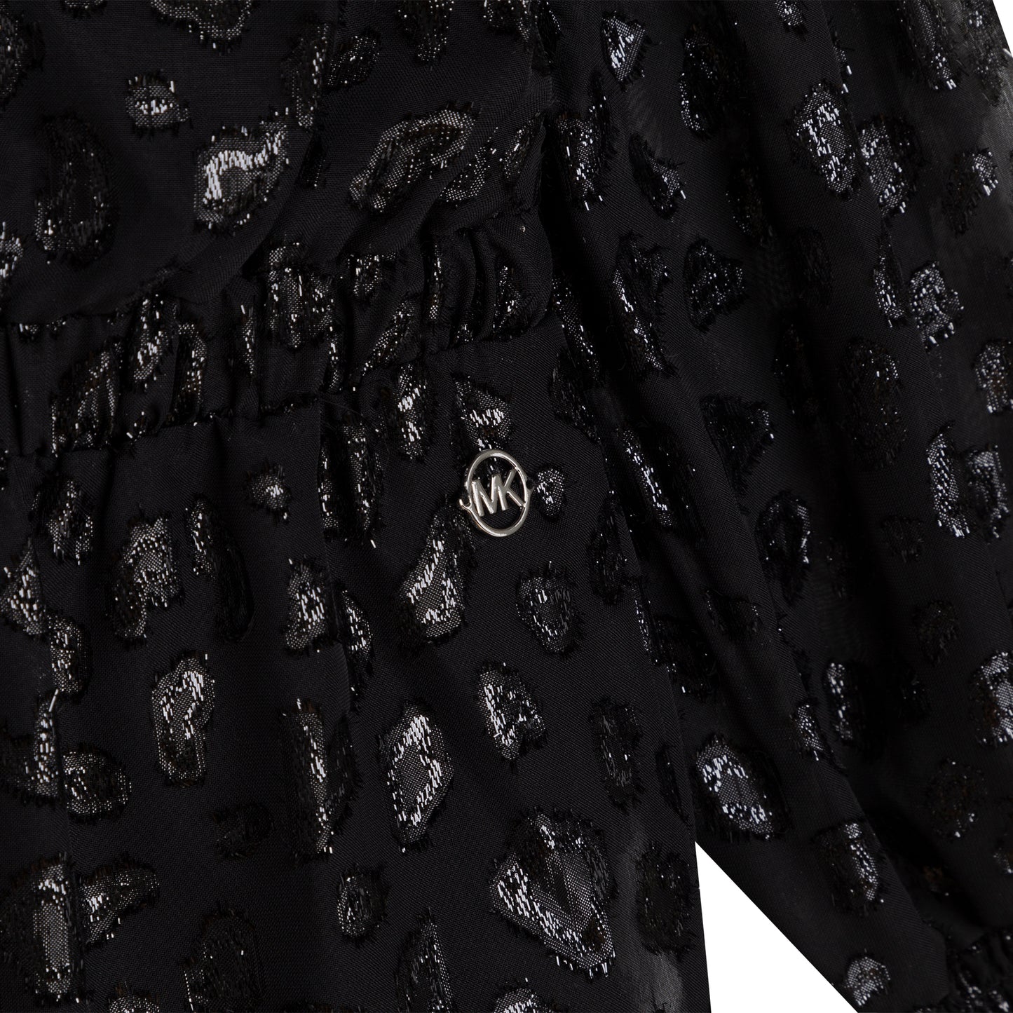 Michael Kors L/S Flounce Dress w/Metallic Pattern _Black R12131-09B