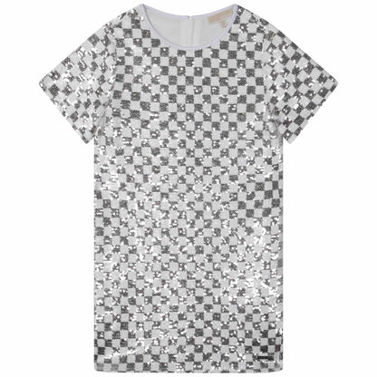 Michael Kors S/S Checkered Sequin Dress _Silver R12146-M31