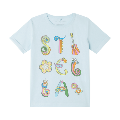 Stella McCartney T-Shirt w/Stella Lettering _Blue TS8A31-Z0434-601