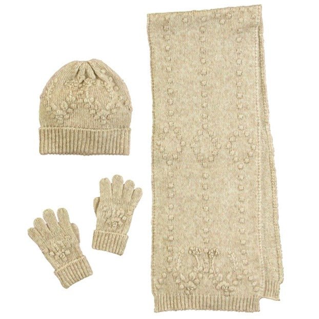 Abel & Lula Hat, Mittens & Scarf _Beige 5944 - 51 - NorthGirls