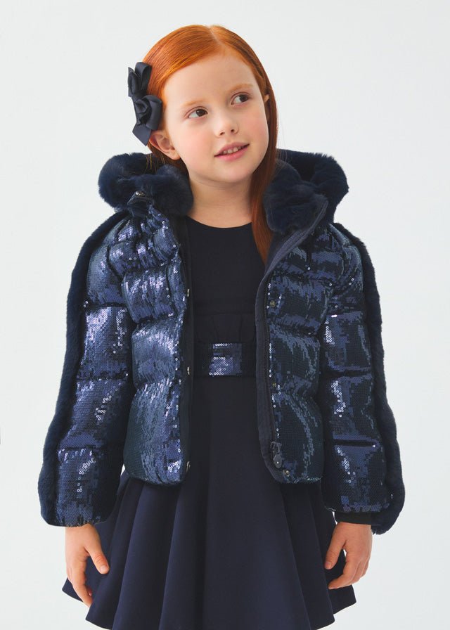 Abel & Lula Sequins Puffer Coat _Navy 5833 - 39 - NorthGirls