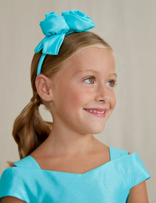 Abel & Lula Shantung Flower Headband _Turquoise 5413 - 007 - NorthGirls