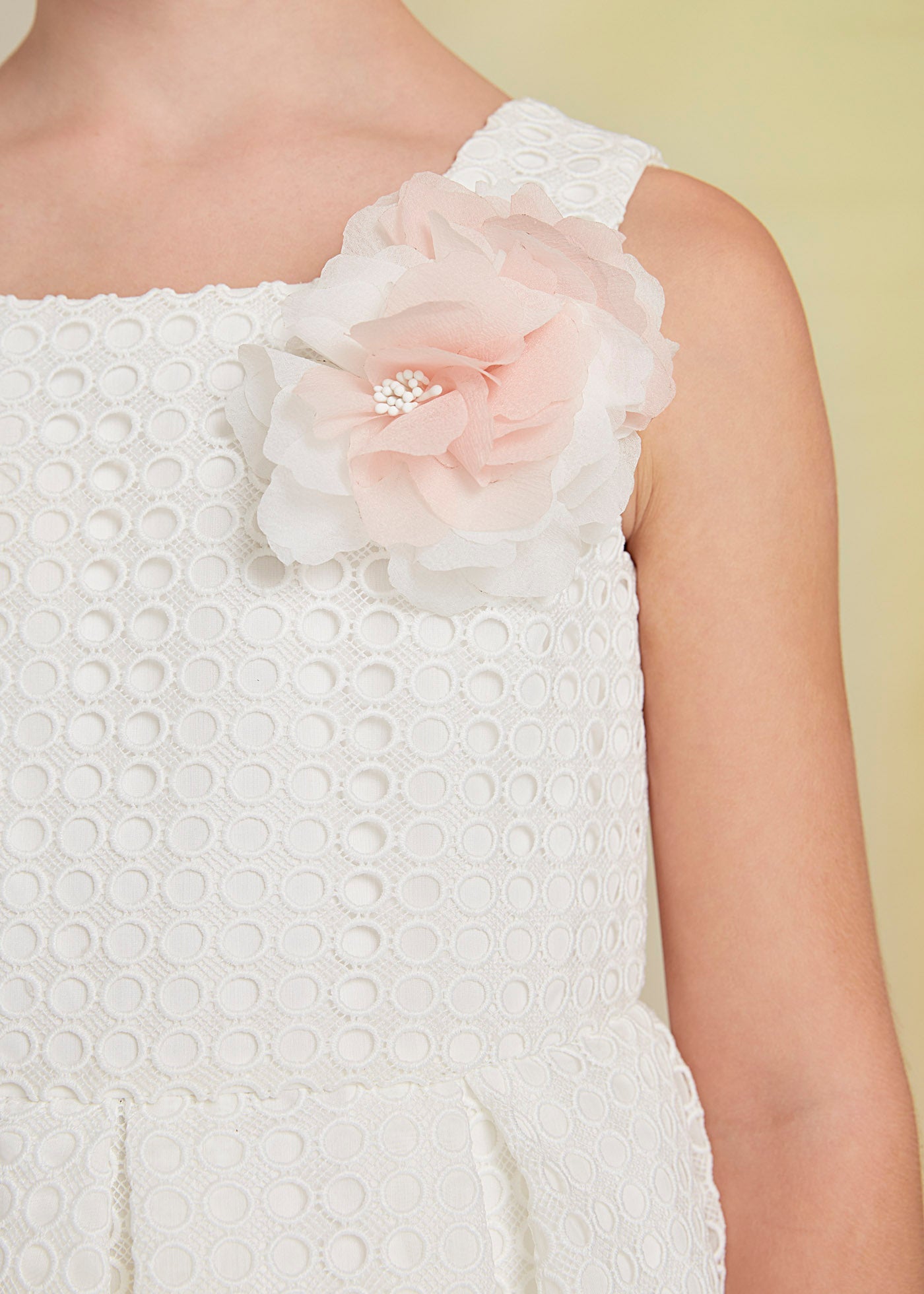 Abel & Lula Sleeveless Grid Mesh Overlay Dress w/Flower - NorthGirls