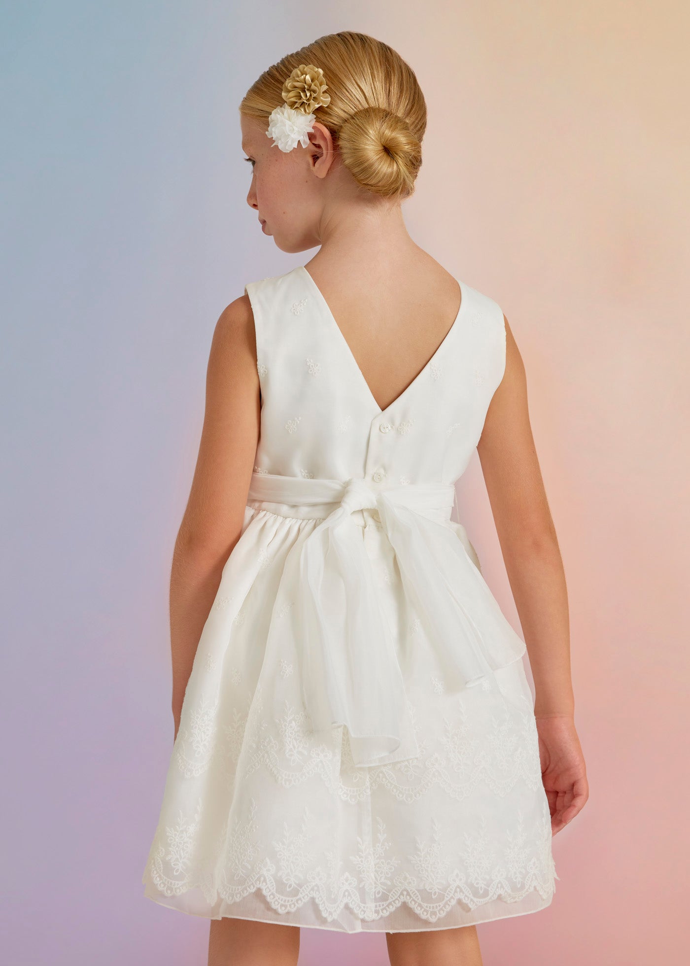 Abel & Lula Sleeveless Lace Dress w/Contrast Flower - NorthGirls