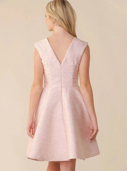 UDT Textured Cap Sleeve Dress _Blush Pink T3886K-762