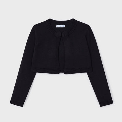 Mayoral Mini Basic Knit Bolero Cardigan w/Bow _Black 321-82