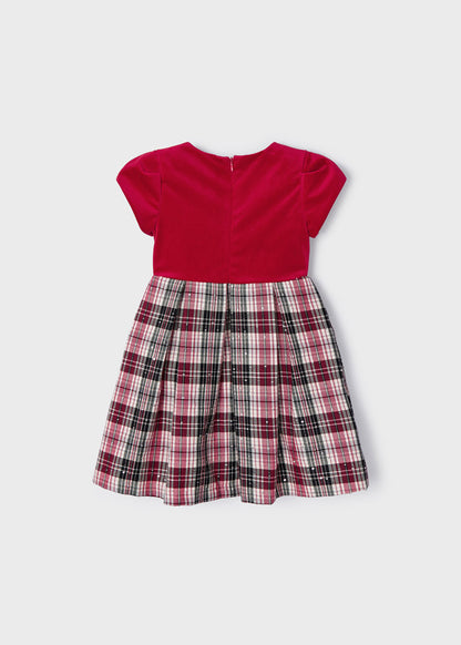 Mayoral Mini Velvet & Plaid Dress _Red 4956-10