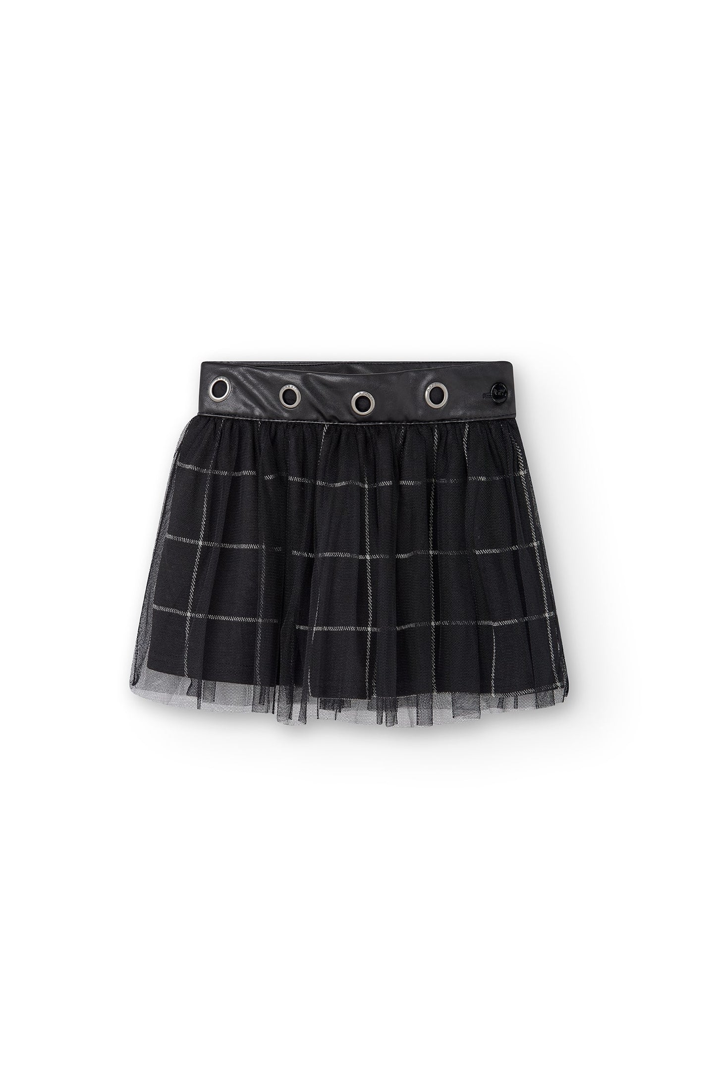 Boboli Plaid Tulle Skirt _Black 725509-890