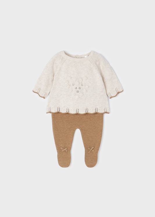 Mayoral Baby Knit Sweater & Footed Pant Set _Caramel 2501-010