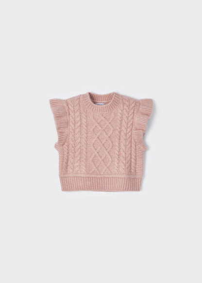 Mayoral Mini Cable Knitted Vest _Pink 4313-17