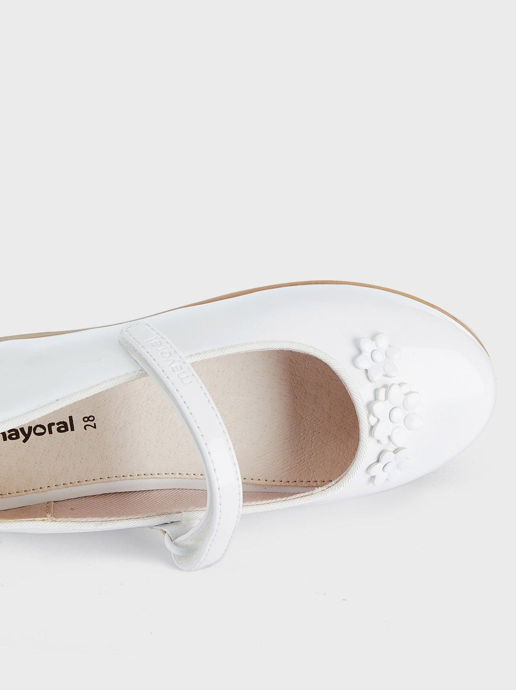 Mayoral Formal Patent Leather Mary Jane w/Flowers White_43433 - 078 - NorthGirls