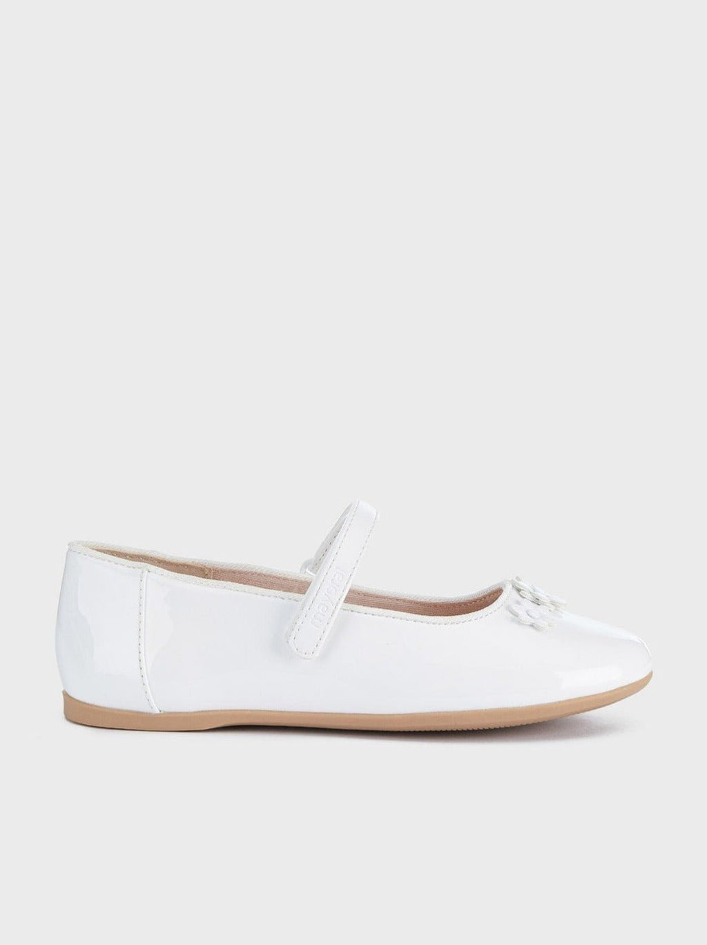 Mayoral Formal Patent Leather Mary Jane w/Flowers White_43433 - 078 - NorthGirls