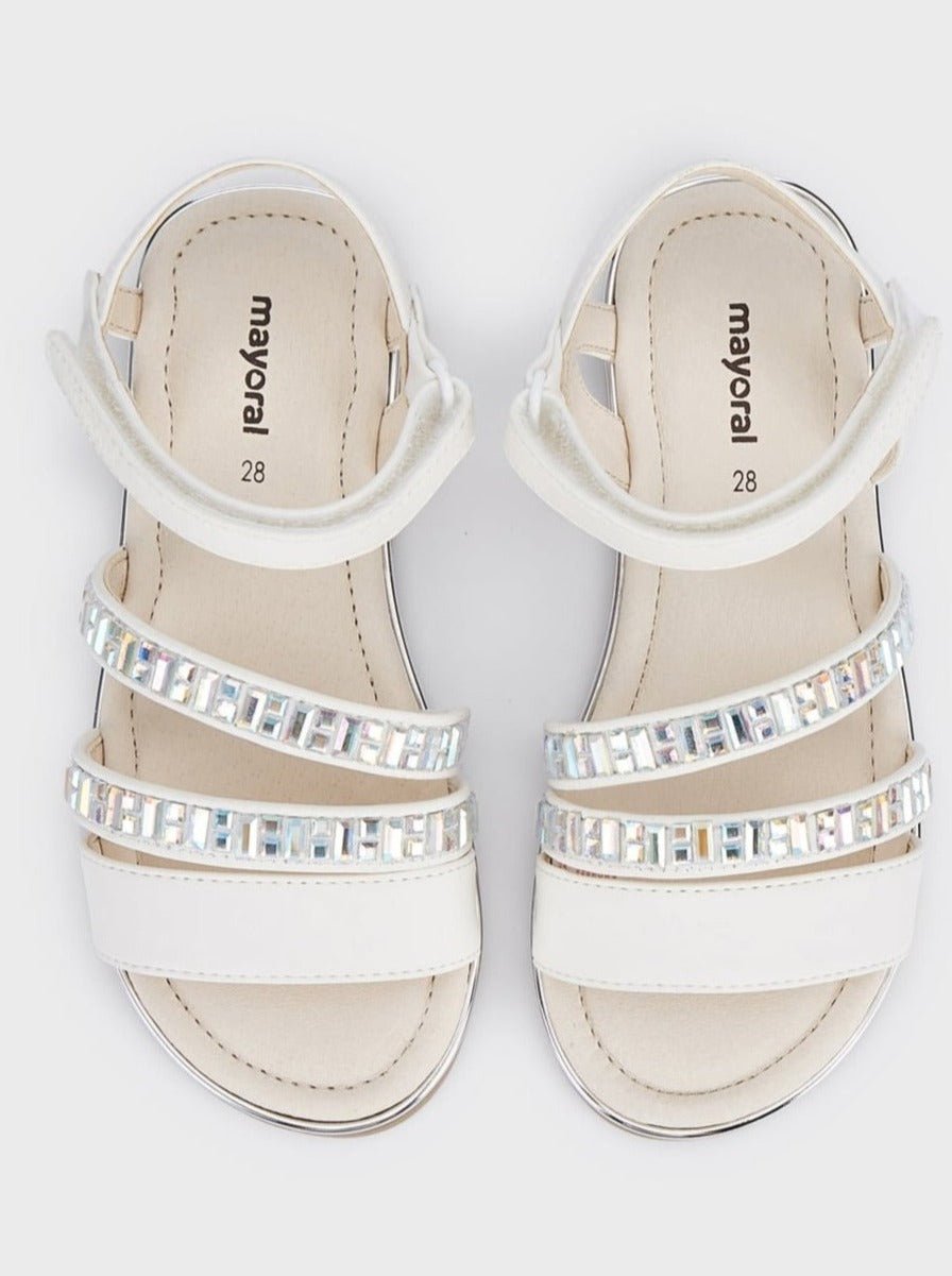 Mayoral Formal Strapped Sandals w/Jewels White_43449 - 027 - NorthGirls