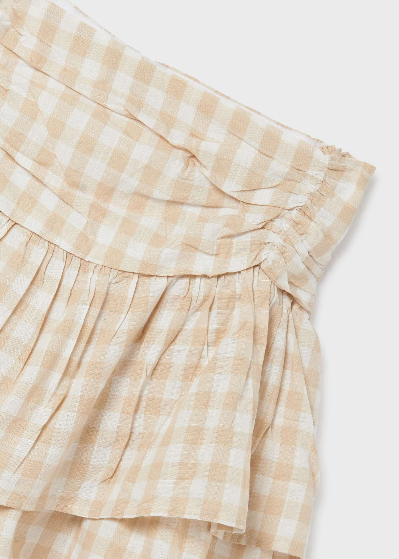 Mayoral Junior Tiered Gingham Skirt _Beige 6904 - 083 - NorthGirls
