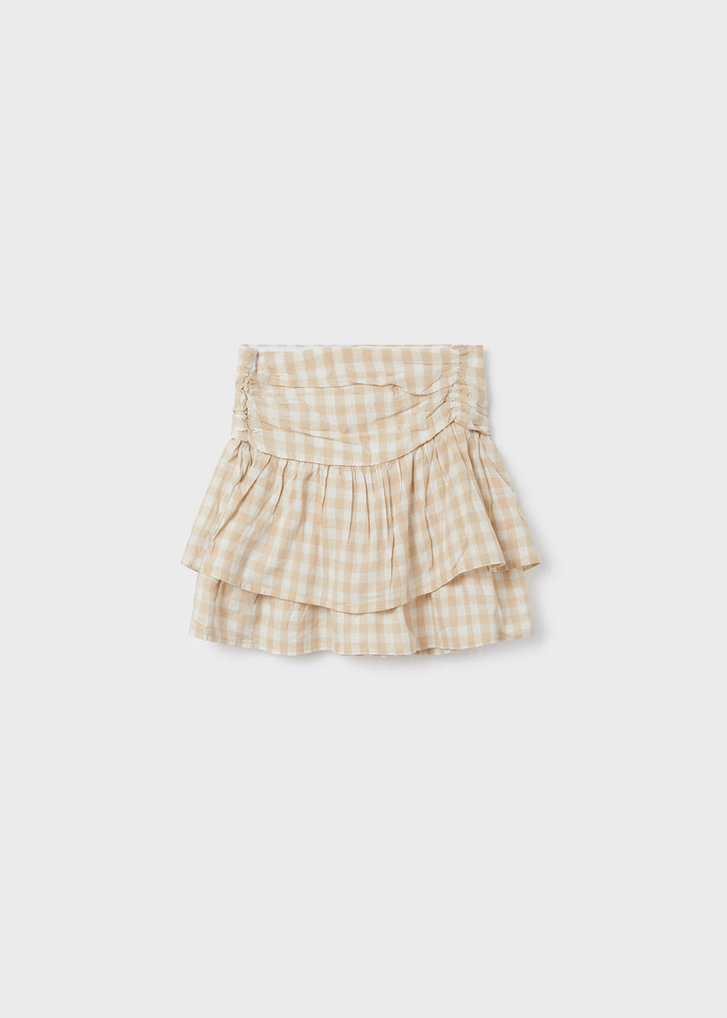 Mayoral Junior Tiered Gingham Skirt _Beige 6904 - 083 - NorthGirls