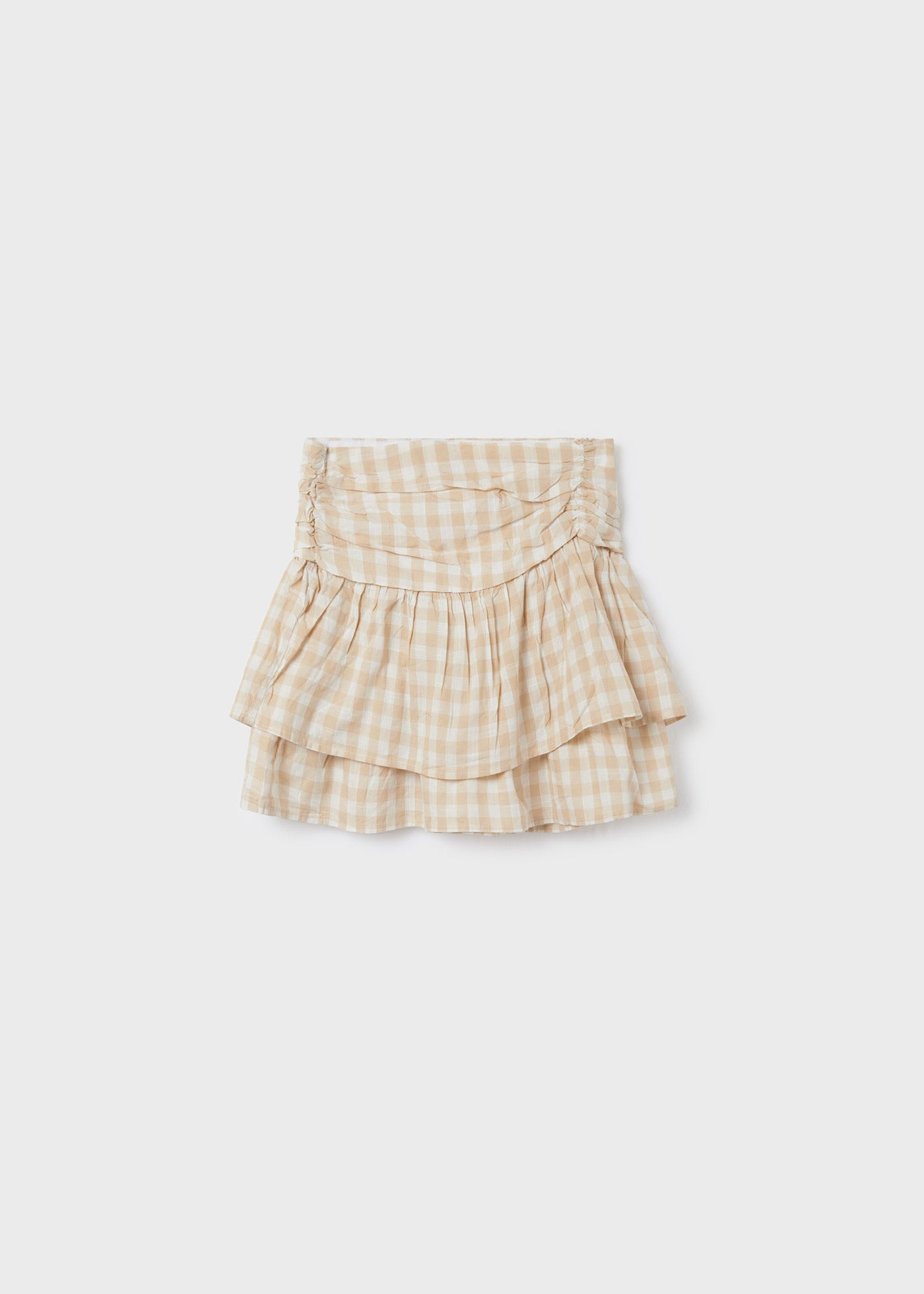 Mayoral Junior Tiered Gingham Skirt _Beige 6904 - 083 - NorthGirls