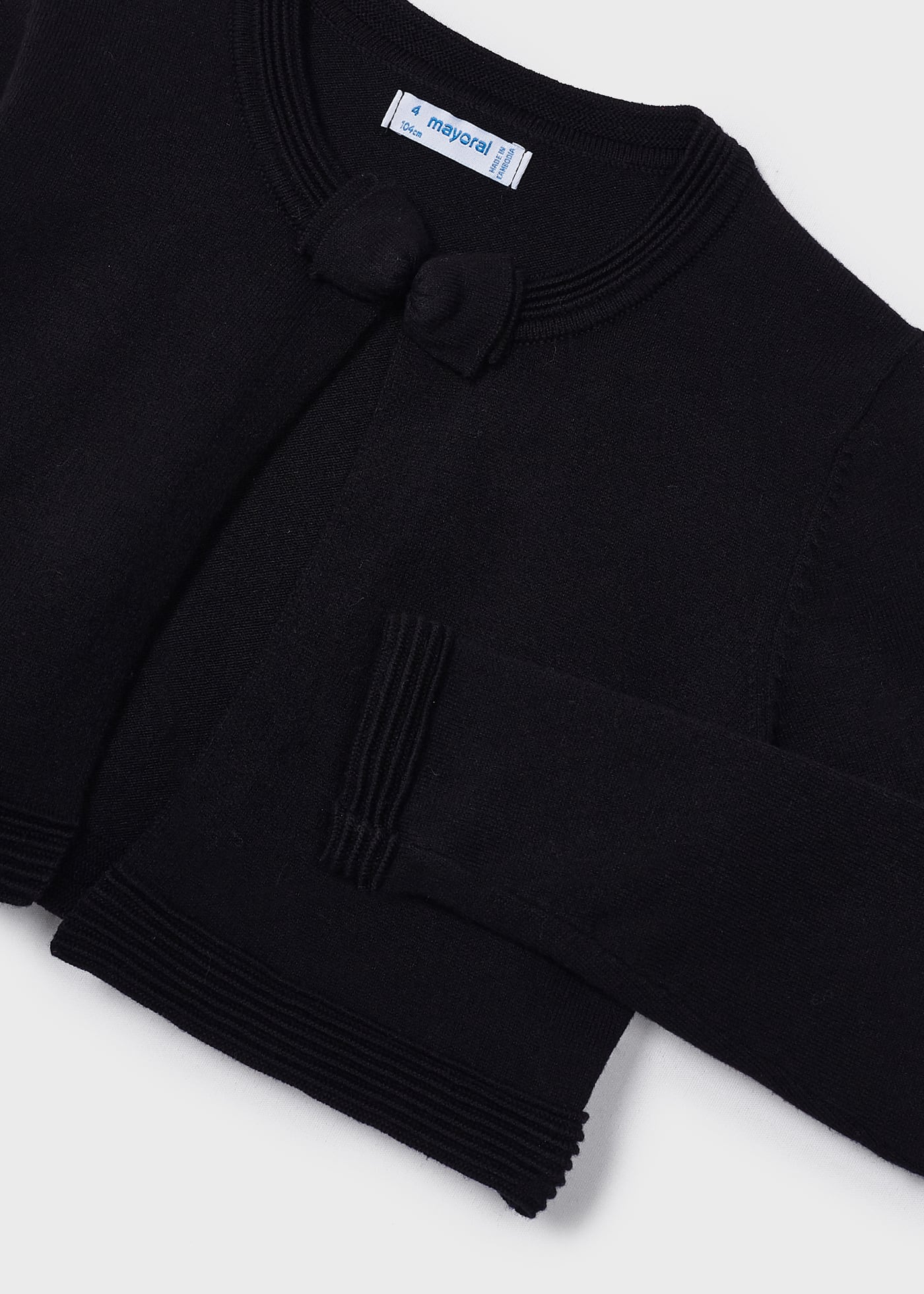 Mayoral Mini Basic Knit Bolero Cardigan w/Bow _Black 321 - 82 - NorthGirls