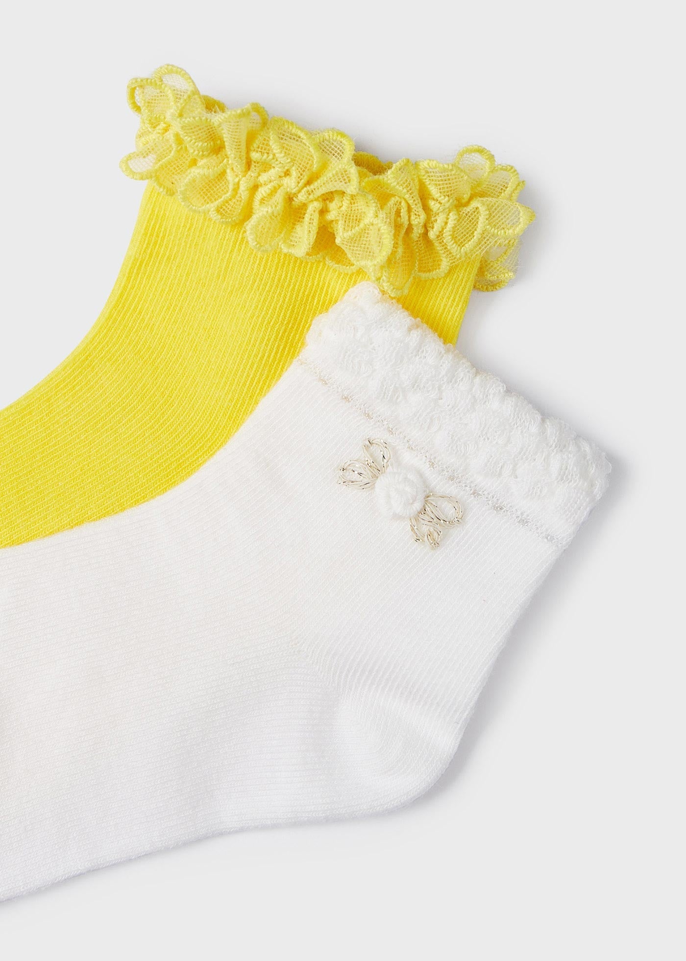 Mayoral Mini Fancy Ruffle Socks 2pc _Yellow 10469 - 064 - NorthGirls