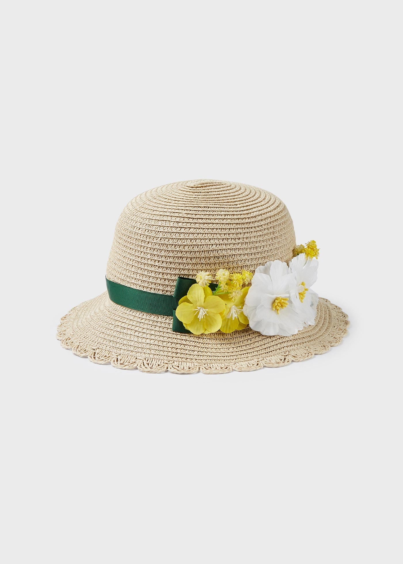 Mayoral Mini Straw Woven Hat w/Flowers _Beige 10499 - 062 - NorthGirls