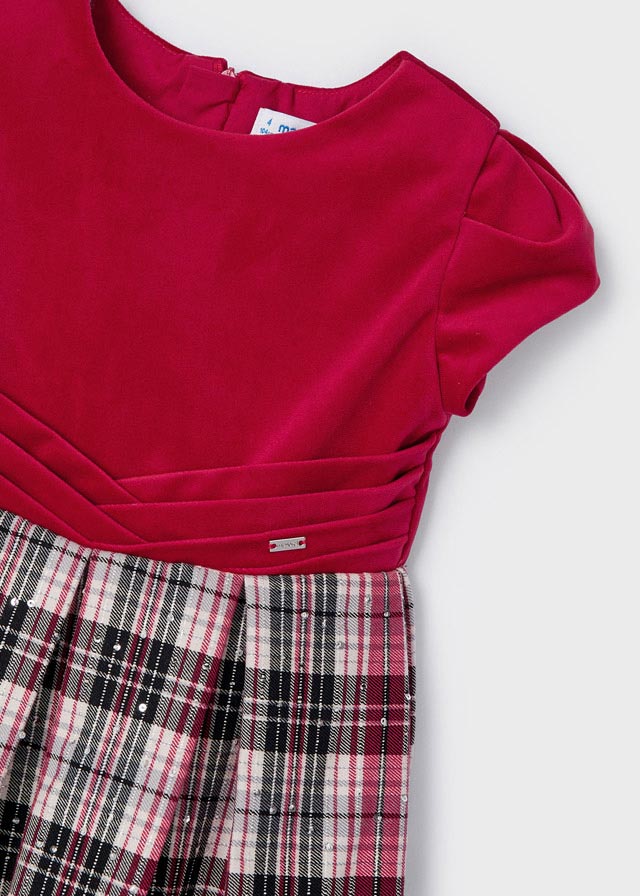 Mayoral Mini Velvet & Plaid Dress _Red 4956 - 10 - NorthGirls