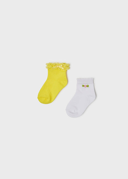 Mayoral Baby Floral Socks 2pc Set_ Lemon 10176-75