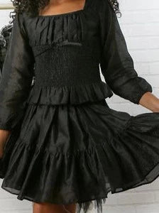 Ooh! La La! Smocked Top & Skirt Set _Black OLLCTS001-BLK