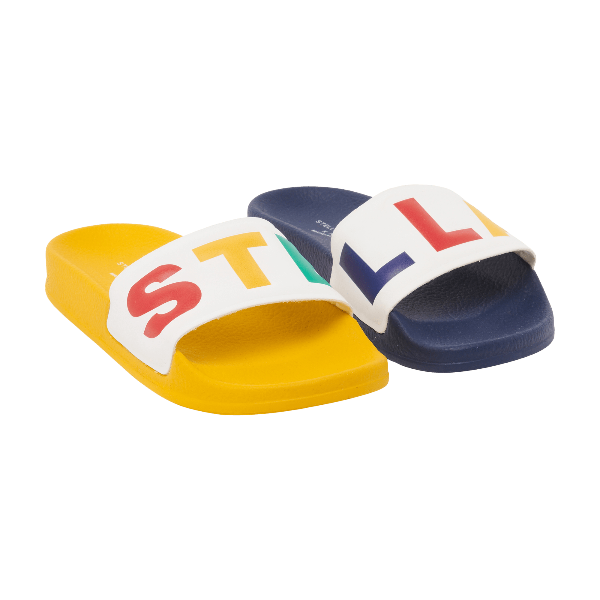 Stella McCartney Alter Nappa Sliders w/Logo Yellow Navy_8Q0MG6 - NorthGirls