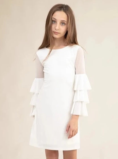 UDT Tiered Sleeve Dress _Ivory T3781K-IV