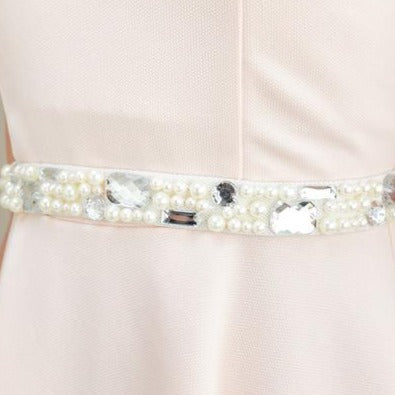 UDT White Pearl and Gem Belt _ SS4073-IVO