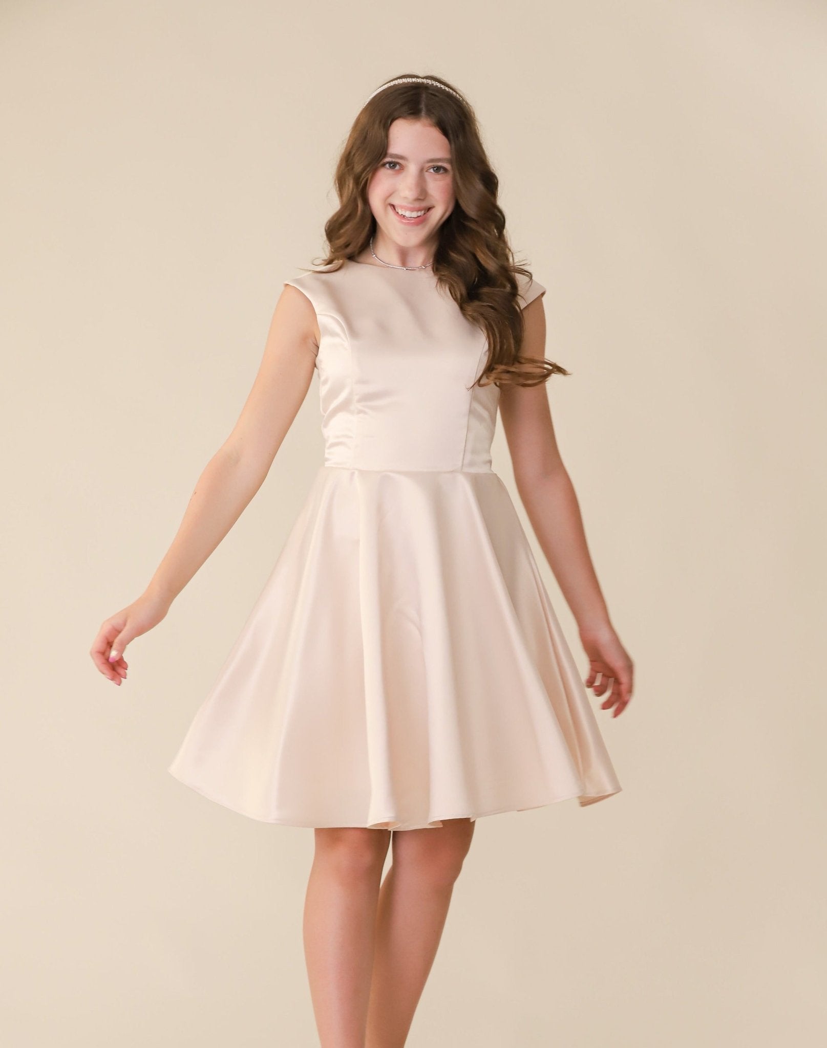UDT ARIELLE Satin Fit & Flare Cap Sleeve Dress _T3886K - NorthGirls