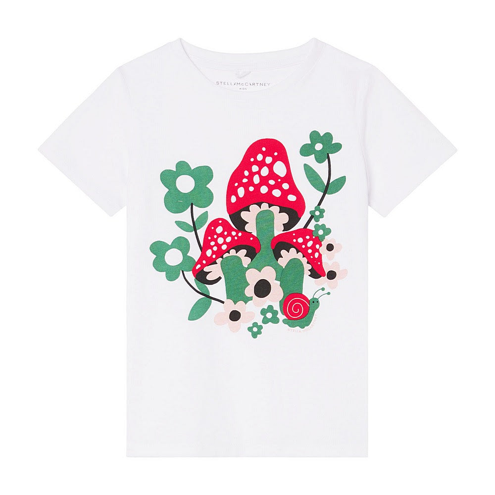 Stella McCartney T-Shirt w/Mushrooms & Daisies _White 8R8C81-Z0434-100