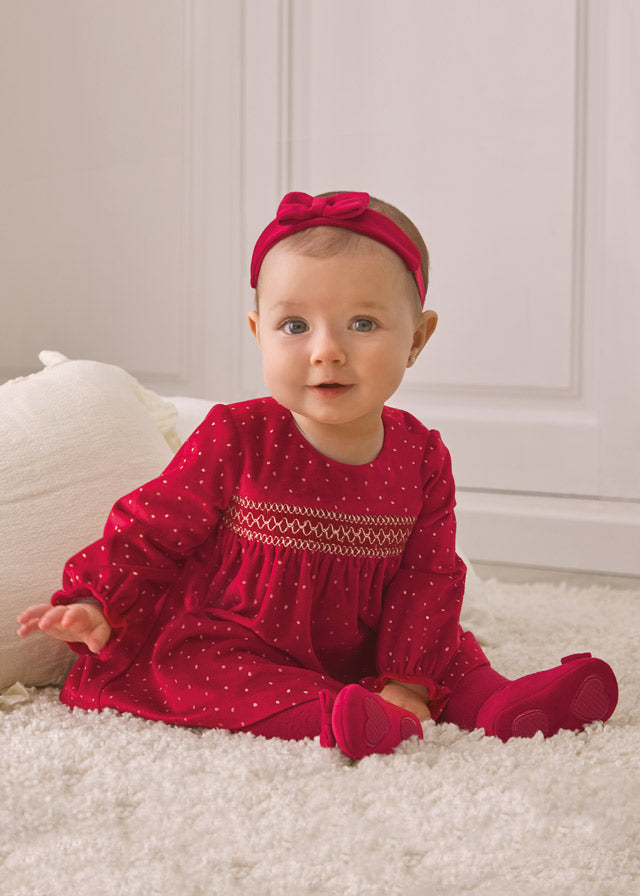 Mayoral Baby L/S Velvet Dress _Red 2808-026