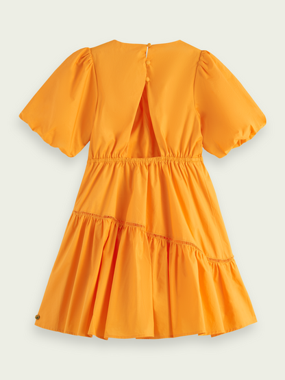 Scotch & Soda Puff S/S Midi Dress w/Back Cutout _Orange 170640-0232