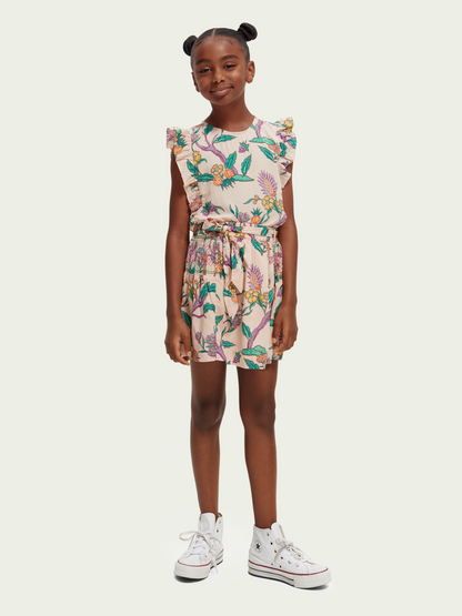 Scotch & Soda Mini Skirt w/Floral Print & Matching Belt _Pink 171217-5536