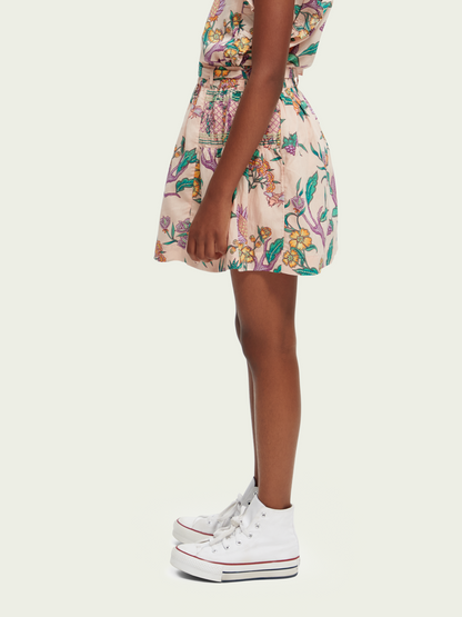 Scotch & Soda Mini Skirt w/Floral Print & Matching Belt _Pink 171217-5536